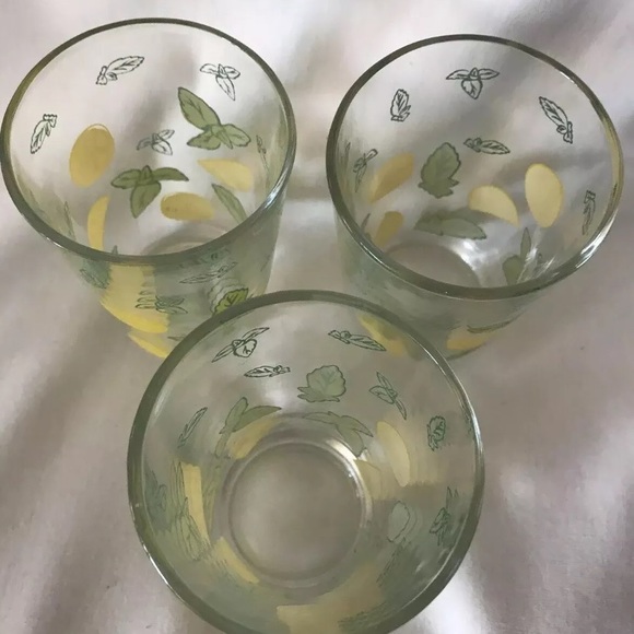 Vintage Set Of 3 Glasses With Lemon Design 10-12oz - Picture 5 of 5